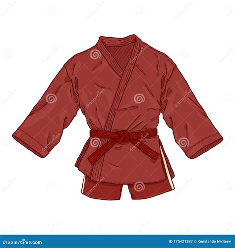 Red Sambo Uniform. Kimono Jacket and Shorts Stock Vector - Illustration ...