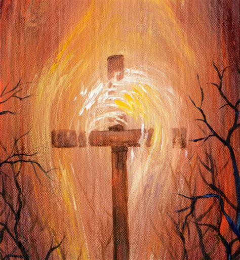 Holy Cross Acrylic Painting, Christian Art, Original Acrylic Painting, Modern Art, Surreal ...