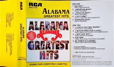 Alabama - Alabama Greatest Hits (1986, Cassette) | Discogs