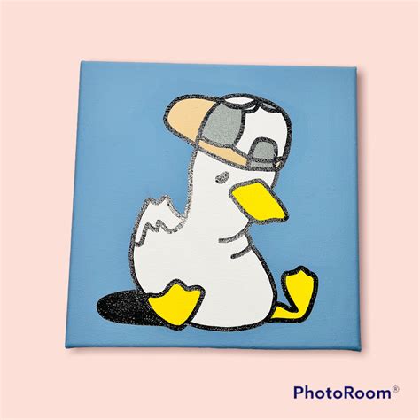 Sad White Duck Cute Canvas Painting Pet Room Art Aesthetic - Etsy