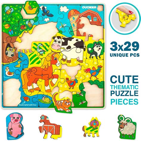 Wooden Jigsaw Puzzles for Kids Ages 4-8 3 Pack Puzzles | Etsy