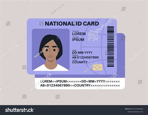 National Id Card Template Young Female Stock Vector (Royalty Free) 2212550403 | Shutterstock