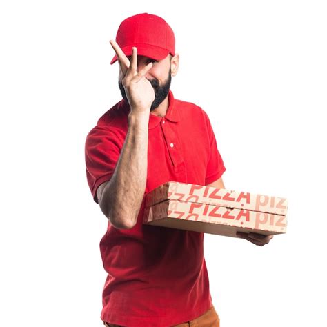 Free Photo | Pizza delivery man doing a joke