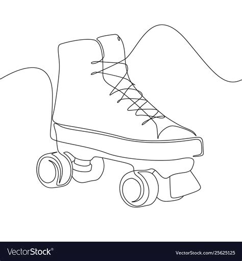 Continuous one line drawing roller skate sport Vector Image