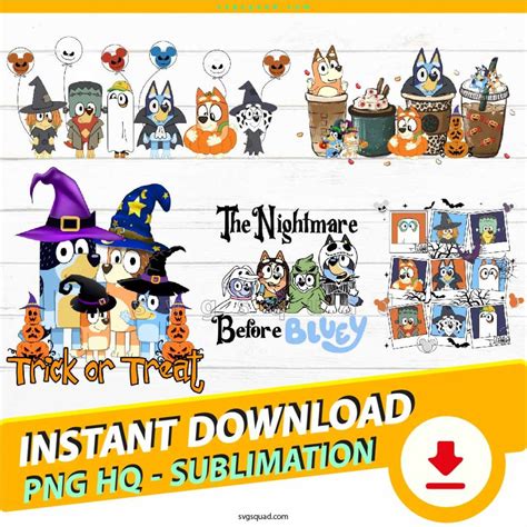 Bluey Halloween PNG, Sublimation, Halloween Bluey Family Png