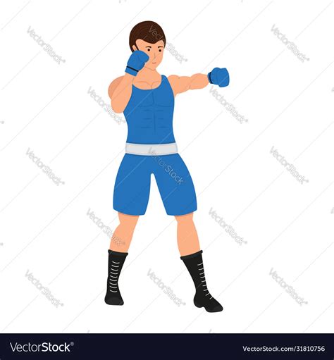 Male boxer cartoon character boxing man Royalty Free Vector