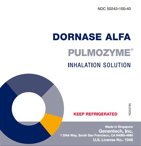 NDC 50242-100 Pulmozyme Dornase Alfa Solution Respiratory (inhalation)