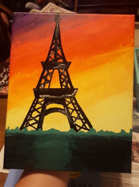 Eiffel Tower at sunset canvas painting | Eiffel tower painting, Sunset ...