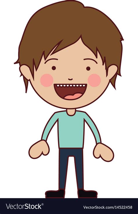 Color silhouette smiling boy standing Royalty Free Vector