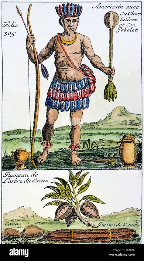 AZTEC: CHOCOLATE, 1685. /nAn Aztec with his chocolate. Line engraving ...