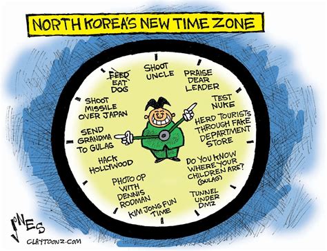 CARTOON: 'North Korea's New Time Zone' by Clay Jones - The Independent | News Events Opinion More