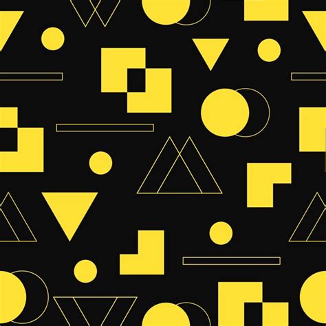 Premium Vector | Vector seamless bright pattern with geometric shapes black and yellow palette