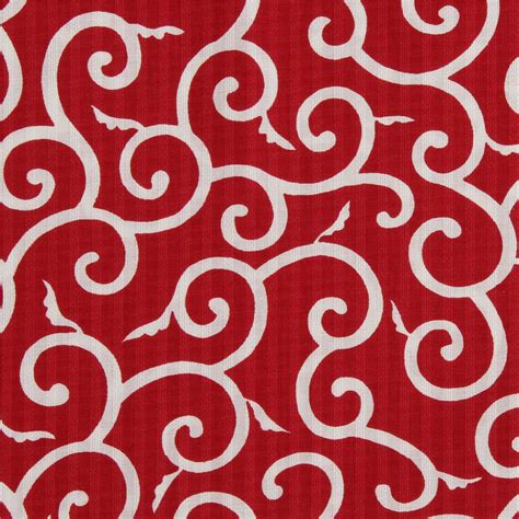 Tissu Dobby rouge importé du Japon avec des motifs karakusa de volutes ...