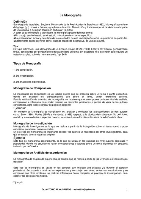 La monografia,ejemplos basicos - Docsity