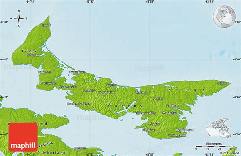 Physical Map of Prince Edward Island