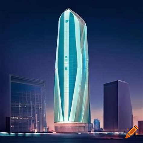 Futuristic building with art deco influences on Craiyon