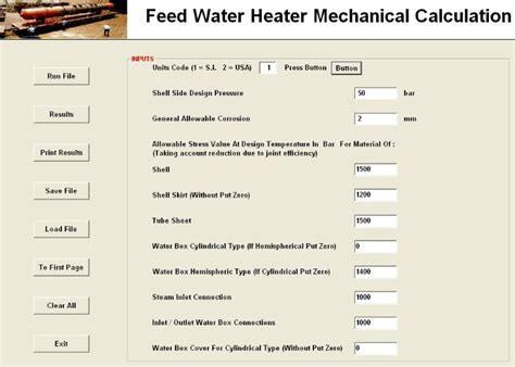 Feedwater Heater Design Program