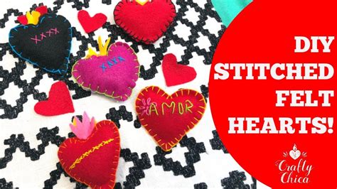 Stitched Felt Hearts Tutorial || Valentine Craft - YouTube