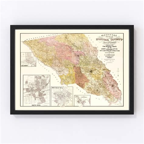 Vintage Map of Sonoma County, California 1900 by Ted's Vintage Art