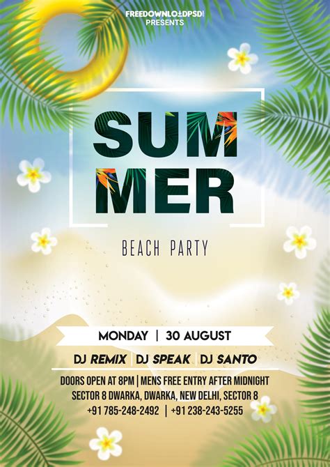 Summer beach party flyer Free PSD template | FreedownloadPSD.com