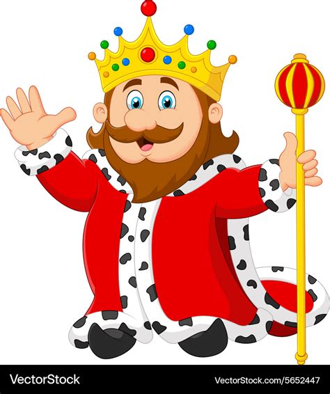 Cartoon king holding a golden scepter Royalty Free Vector