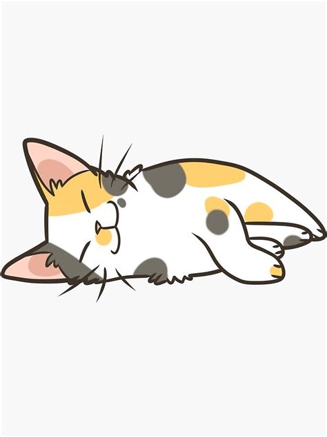 Sleeping Calico Sticker by pawlove | Cat graphic art, Cat doodle, Cat ...