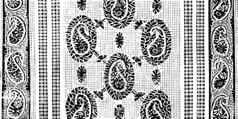 Black and White Decorative Retro Effect Illustration, Fabric Style Pattern - Vintage Graphic ...