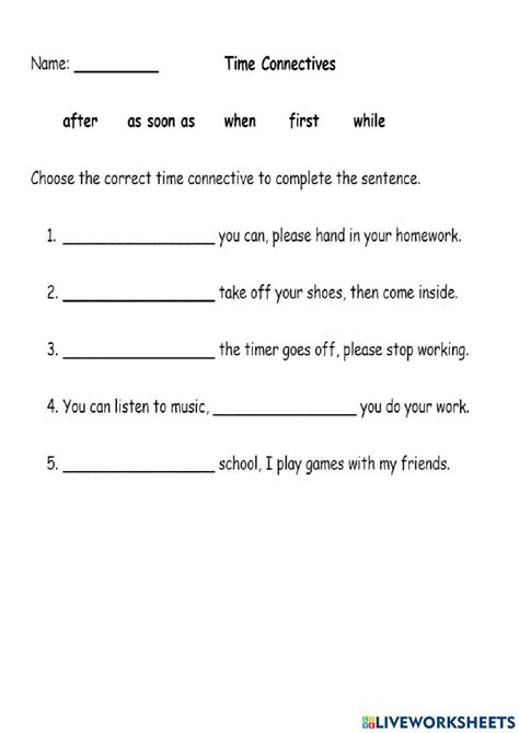 Time Connectives 1876283 | lmcg89 | LiveWorksheets