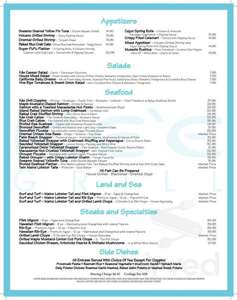 Menu for Ke'e Grill in Boca Raton, FL | Sirved