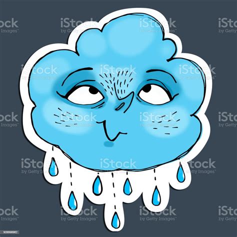 Cute Baby Little Cloud Doodle Illustration Emoji Sticker Stock Illustration - Download Image Now ...