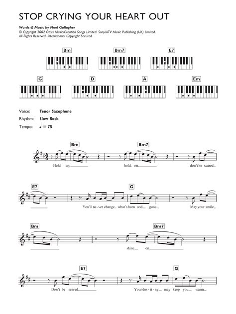 Oasis - Stop Crying Your Heart Out - Sheet Music at Stanton's Sheet Music