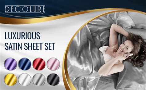 Amazon.com: Satin Sheets Full Size Bed (4 Pieces, 8 Colors), Silky Satin Sheet Set -Satin Bed ...