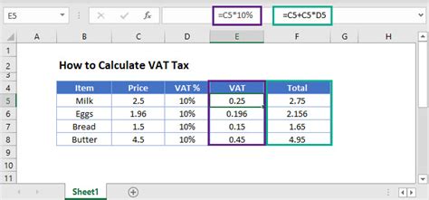 Formula To Calculate Vat In Excel - Printable Templates Free