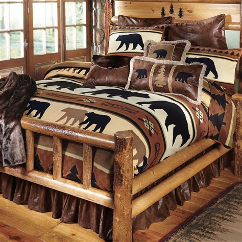 Black Bear River Plush Blanket - Queen | Cabin bedding sets, Log cabin decor, Cabin decor