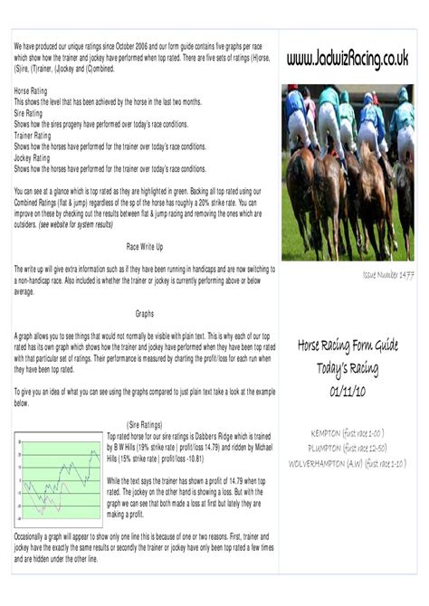 Horse Racing Form Guide 01-11-2010 by Jadwiz Racing - Issuu