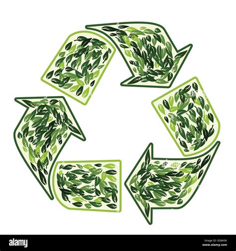 recycling symbol with green leaves ecology environment protection concept vector design isolated ...