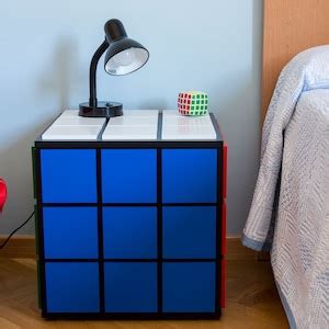 Handmade Wood Side Table Inspired by the Rubik's Cube, Retro 80s Geek Decoration, Side Table ...