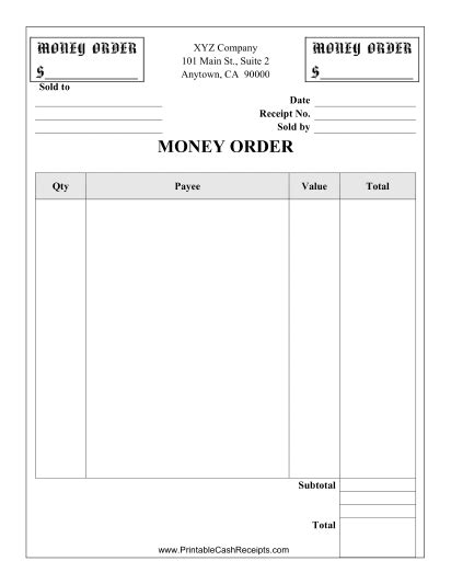 Money Order Receipt