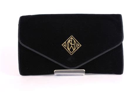 Vintage RALPH LAUREN Velvet Monogram Clutch Bag