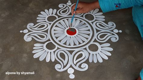 Alpona Design / Door side border alpona design for laxmi puja / ugadi ...