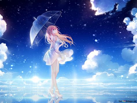 Beautiful Anime Girl in the night HD wallpaper download