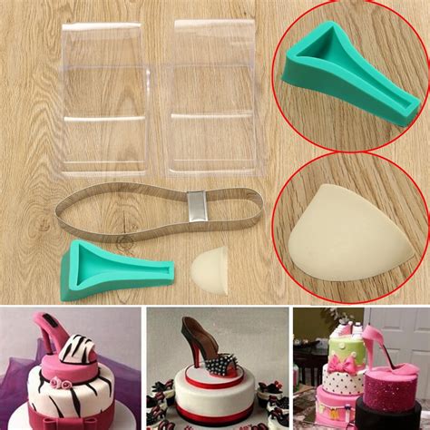 High Heel Shoe Silicone Cake Mold Template Fondant Mould Decorating Decor Fahsion DIY Kit ...