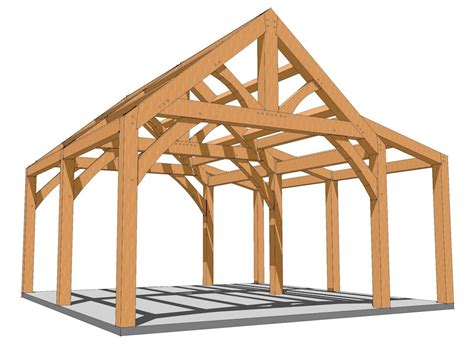 This small 20x20 timber frame plan features a king post truss with a ...