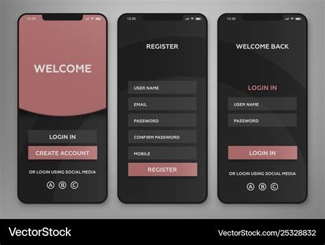 Ui ux mobile application interface design Vector Image