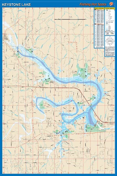 Keystone Lake, Oklahoma Waterproof Map (Fishing Hot Spots) | Lakes Online Store