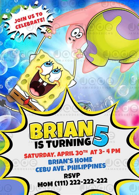 Spongebob Birthday Invitations Templates