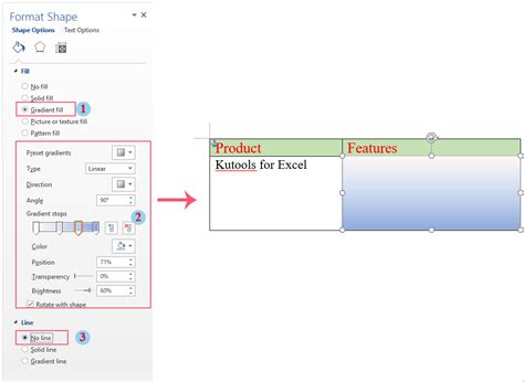 How to apply gradient fill to a table in a Word document?