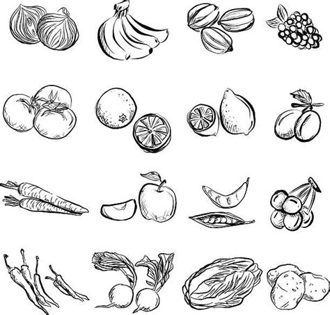 Fruit and vegetable in black and white | Vegetable illustration, Charcoal sketch, Illustration