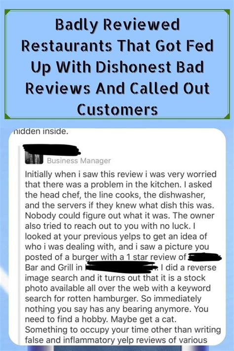 Badly reviewed restaurants that got fed up with dishonest bad reviews and called out customers ...