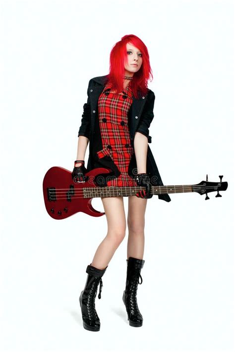 Redhead Rocker Girl Red Bass Guitar Stock Photos - Free & Royalty-Free ...